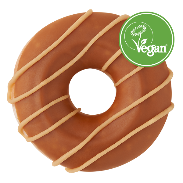 Vegan Caramel Iced Doughnut-Vegan Stamp-Top Down View