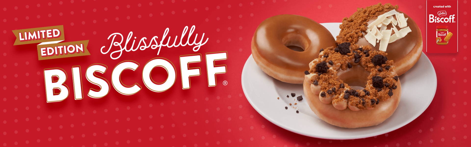 Krispy Kreme Limited Blisfully Biscoff Doughnuts Krispy Kreme Limited Blisfully Biscoff Doughnuts-available for click and collect