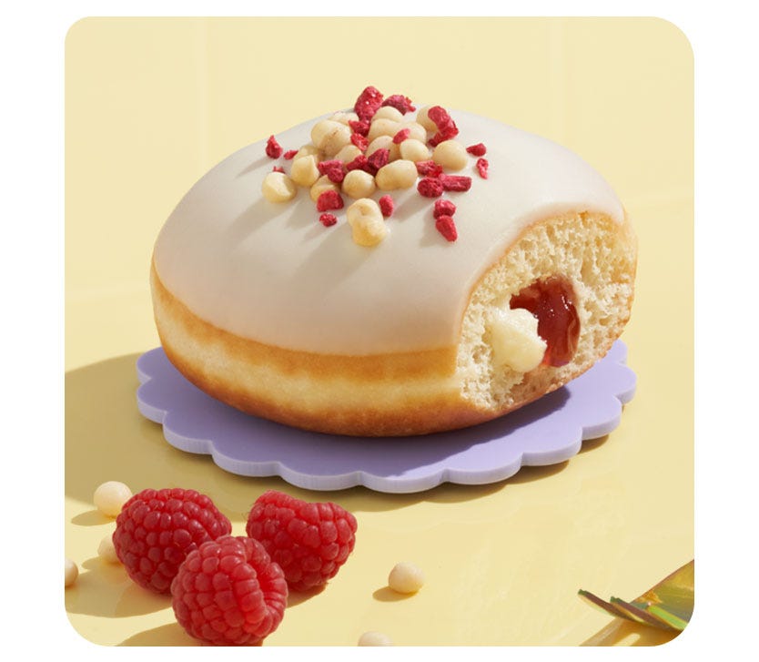 Krispy Kreme Raspberry Cheesecake Limited Edition Classic Dessert Doughnut Krispy Kreme Raspberry Cheesecake Limited Edition Classic Dessert Doughnut-available for Nationwide Delivery, delivered straight to your door