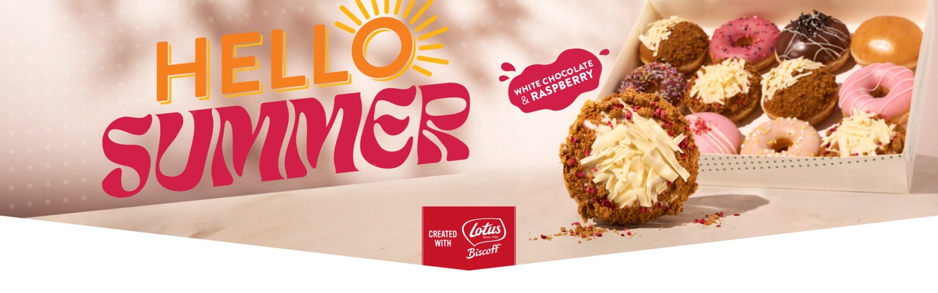 Summer Lotus Biscoff Day Doughnut Banner Krispy Kreme Summer Lotus Limited Edition Doughnuts-Biscoff Collaboration