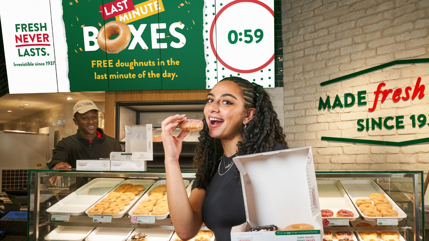 Fresh doughnuts never last, grab your free box Krispy Kreme free last box